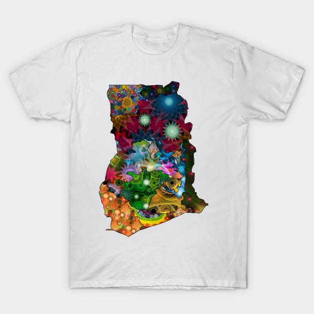 Spirograph Patterned Ghana Regions Map T-Shirt by RachelEDesigns